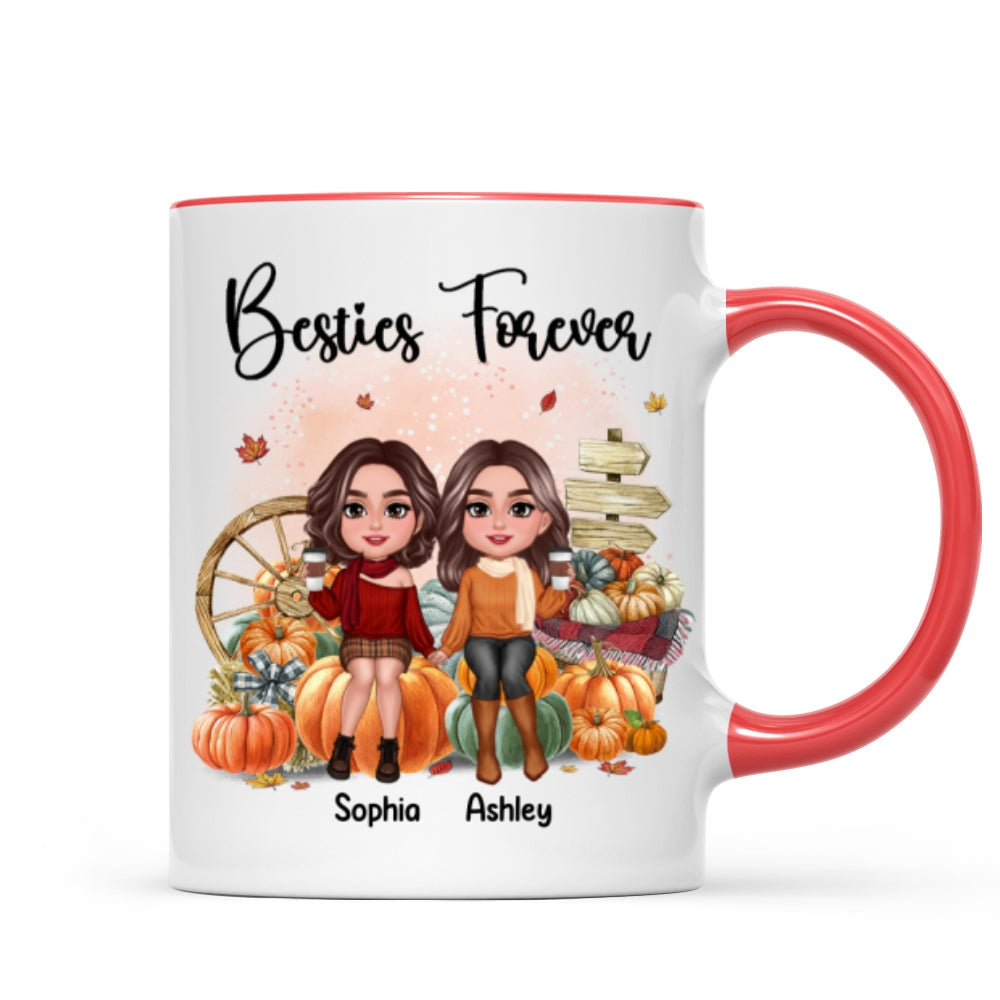 Fall Season Besties Sister Sitting On Pumpkins Personalized Mug