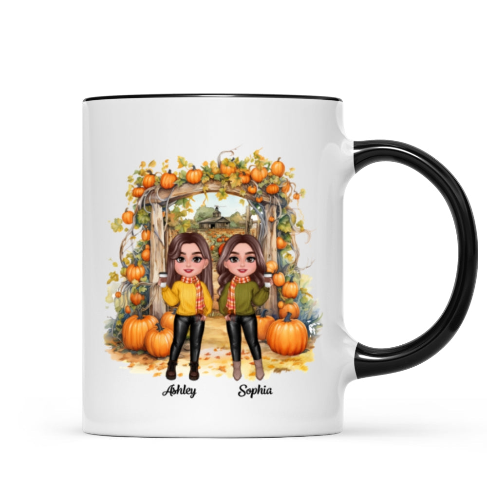 Fall Season Besties Sisters Pumpkin Patch Gate Personalized Mug