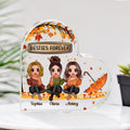 Fall Season Best Friends Sisters Under Tree Personalized Heart Acrylic Plaque