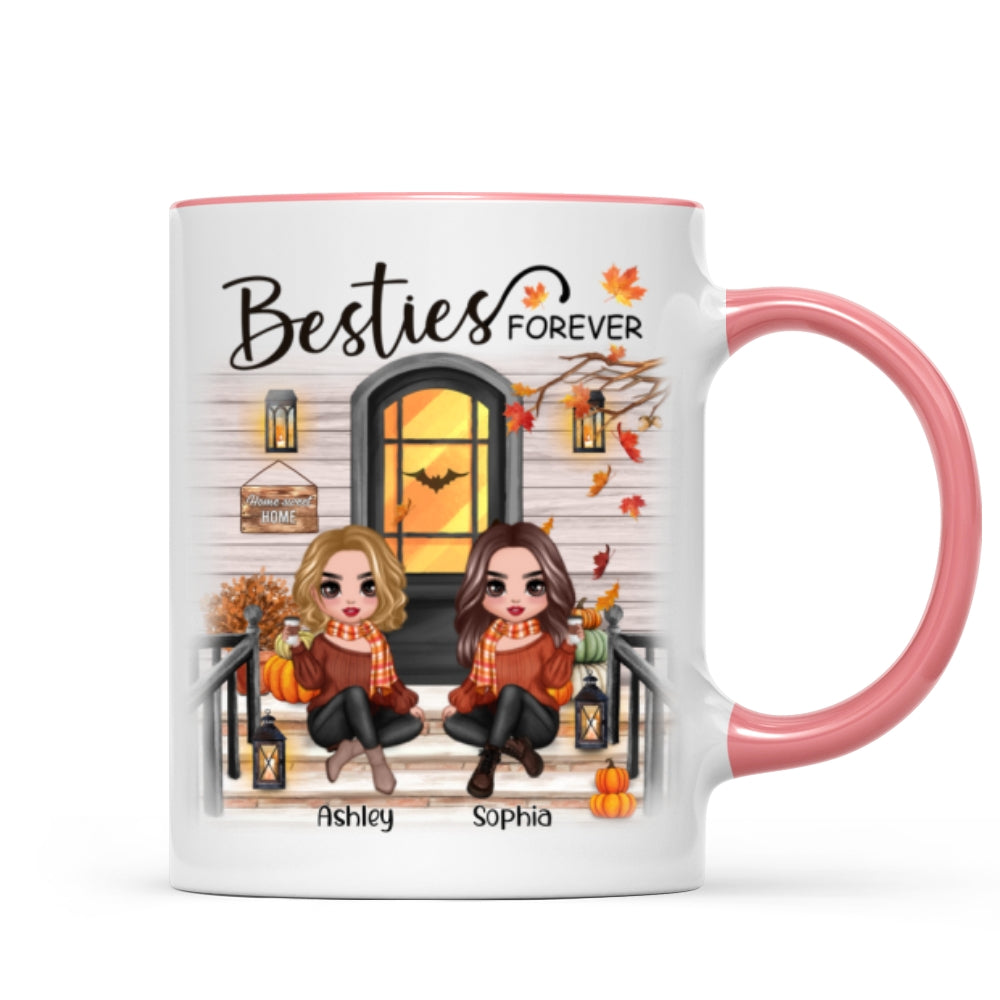 Fall Season Best Friends Sisters Front Porch Personalized Mug (11oz)